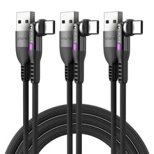 Load image into Gallery viewer, Durable Nylon Braided USB-C Charger 90° Right Angle with LED Indicator, 3-Pack