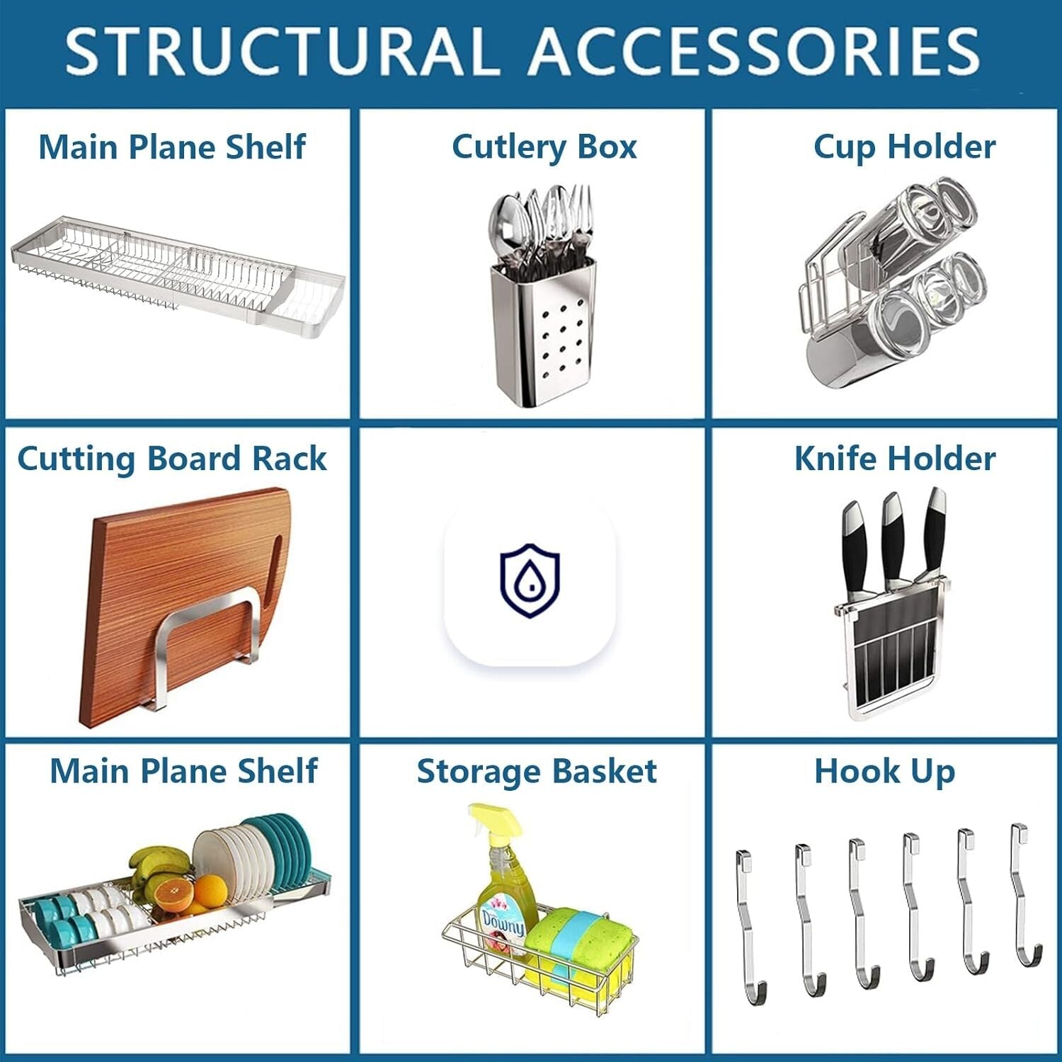 Premium Stainless Steel Over Sink Dish Rack - Multi-Functional 3 Tier Organizer