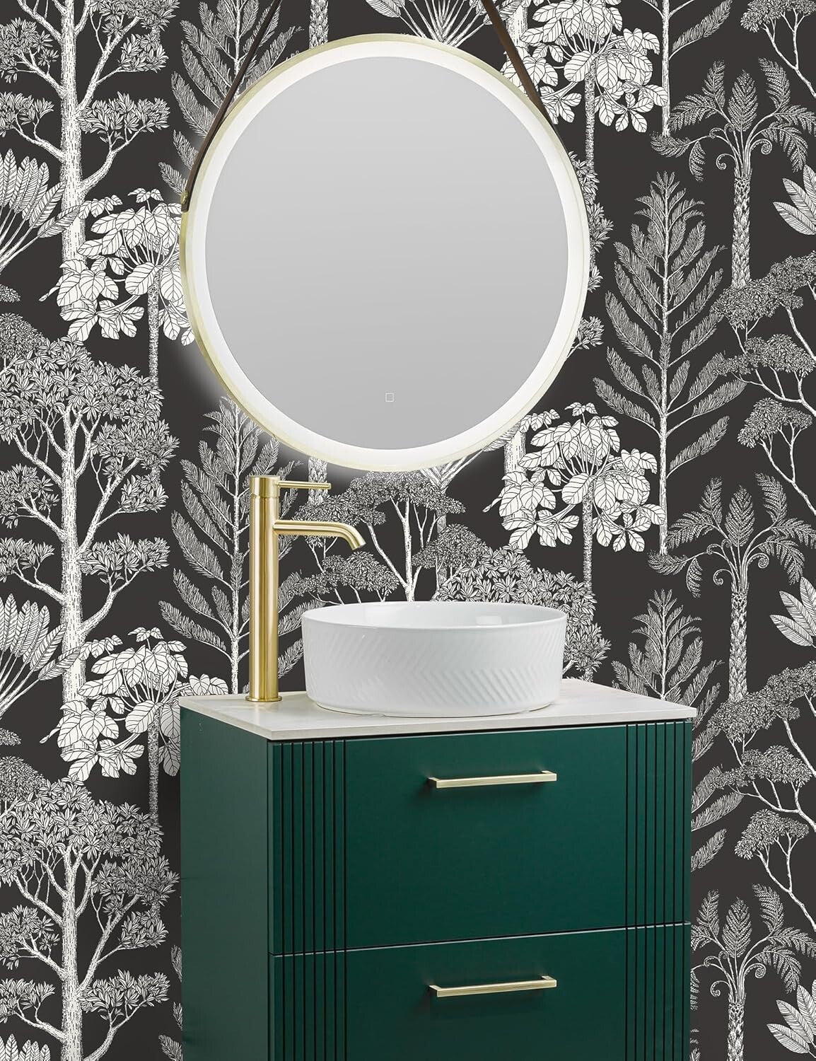 Elegant Black and White Leaf Contact Paper - Forest Theme Upholstery 47.21sqft