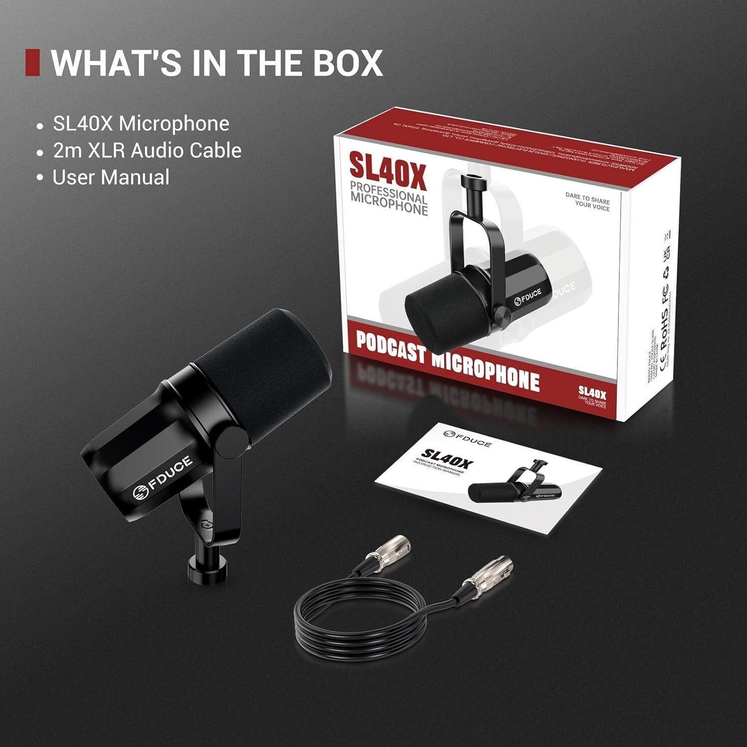 All-Metal Cardioid Dynamic Microphone with Voice Isolation for Clear Recording