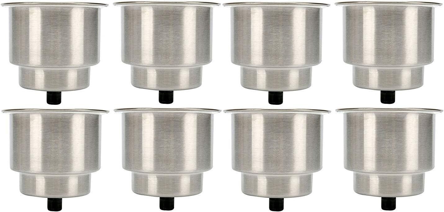 8-Piece Stainless Steel Drink Holders with Drain - Versatile Marine Cup Storage
