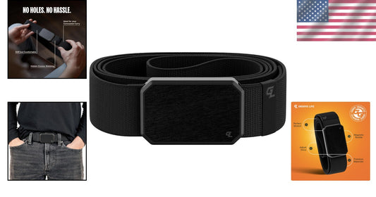 Groove Belt Men's Stylish Stretch Nylon Belt with Magnetic Aluminum Buckle