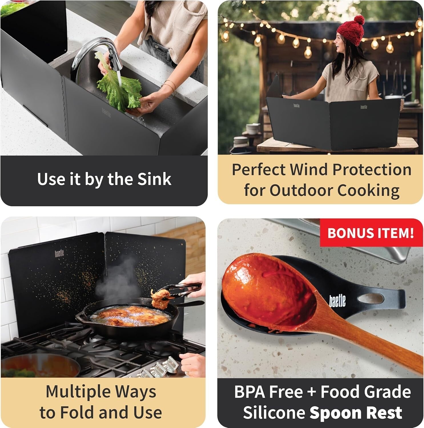 High-Quality Stainless Steel Frying Splash Guard + Spoon Rest - Holiday Gift