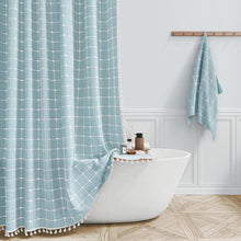 Load image into Gallery viewer, Long Tassel Shower Curtain 72x84 Inch - Premium Linen Blend for Modern Bathrooms
