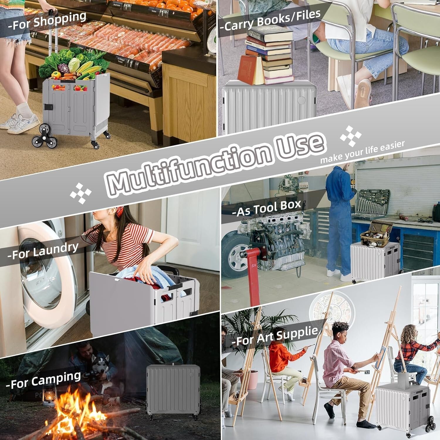 Compact Foldable Rolling Cart for Easy Transport - Ideal for Teachers & Parents