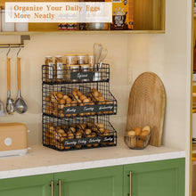 Load image into Gallery viewer, 3-Tier Stackable Egg Holder with Dividers &amp; Nameplate for Organized Kitchens