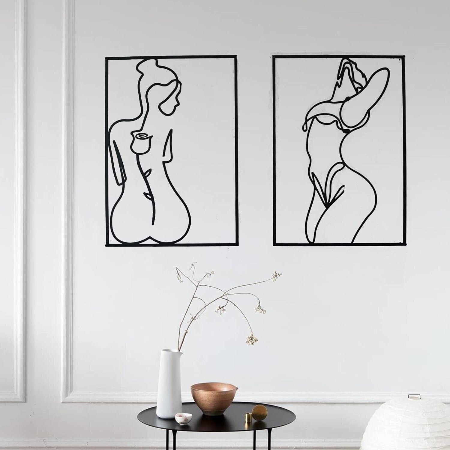 Stunning 4 Pack Metal Wall Art Décor - Minimalist 3D Line Art Women’s Shapes