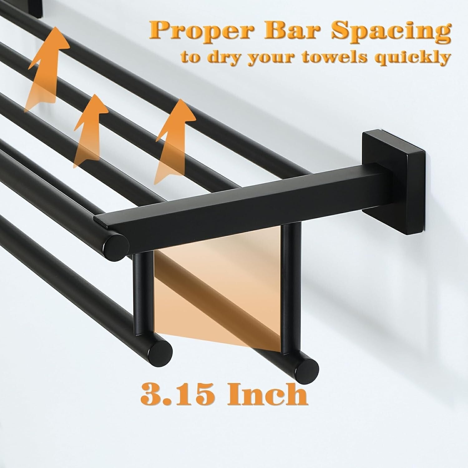 Elegant 24-Inch Wall-Mount Towel Holder in Matte Black - Heavy Duty Design