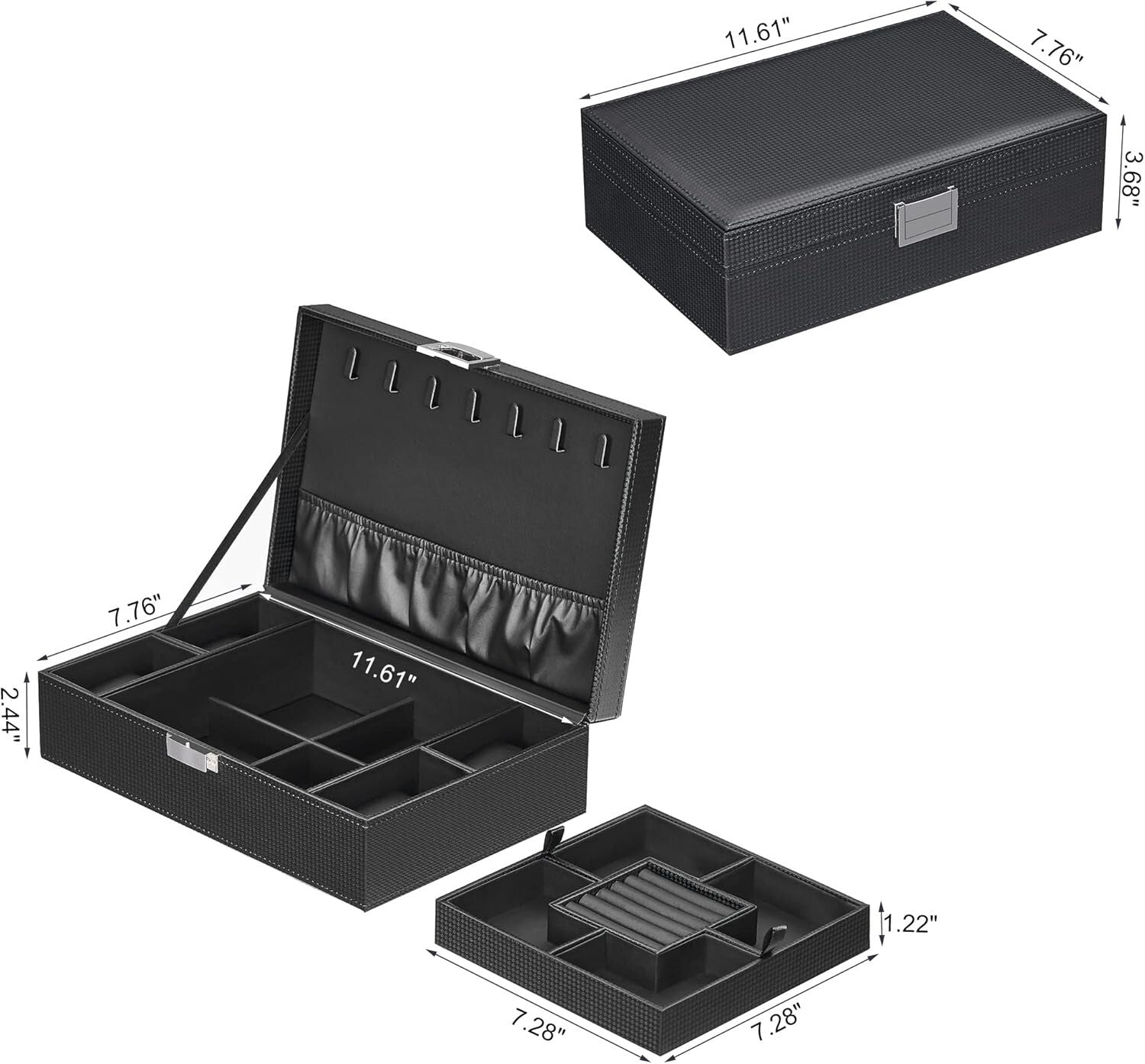 Luxury Jewelry Organizer for Men & Women with 4 Watch Cases – Ideal for Gifting