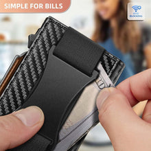 Load image into Gallery viewer, Men's Carbon Fiber Leather Wallet - Magnetic Flip, Pop-Up Cash &amp; Card Holder