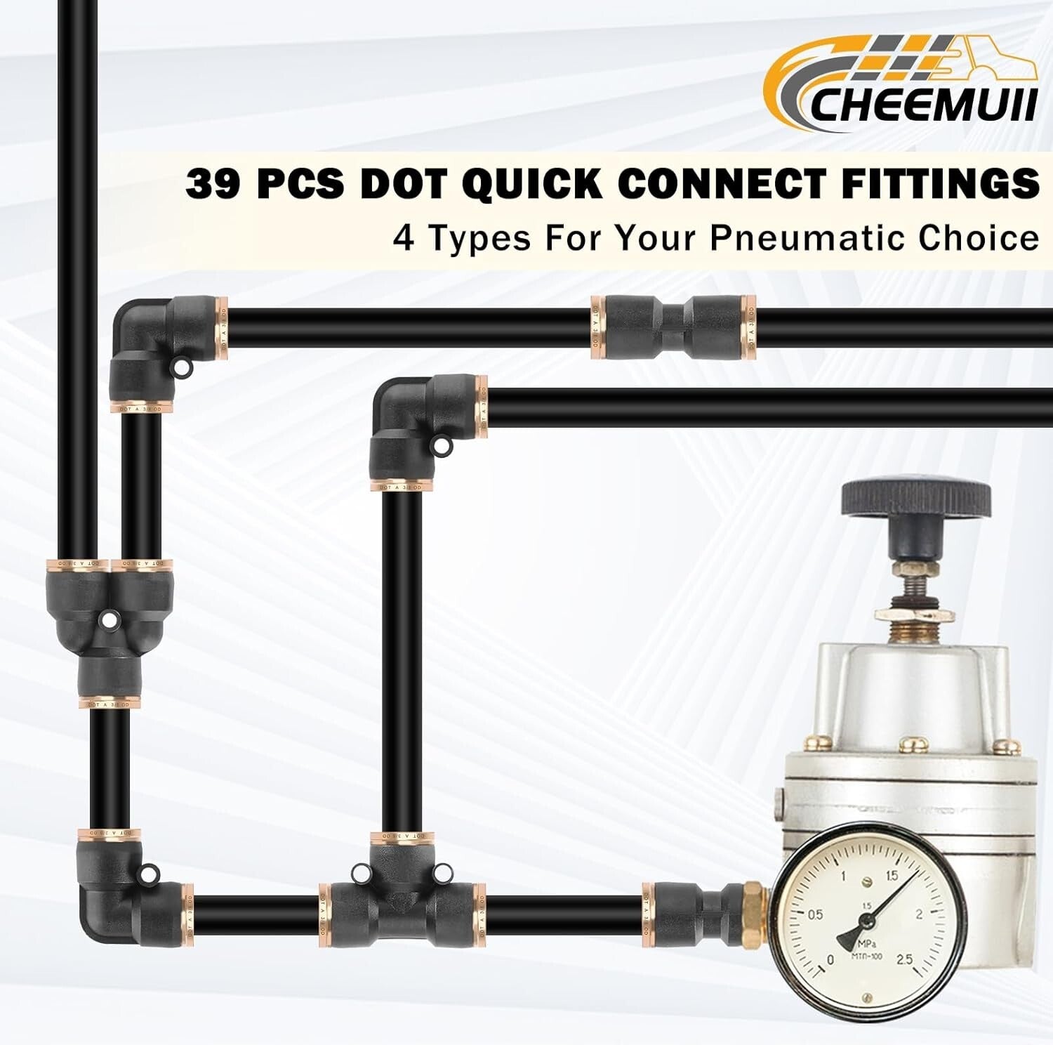 39 PCS DOT Brass Air Line Quick Connect Fittings for Trucks & Equipment Repair