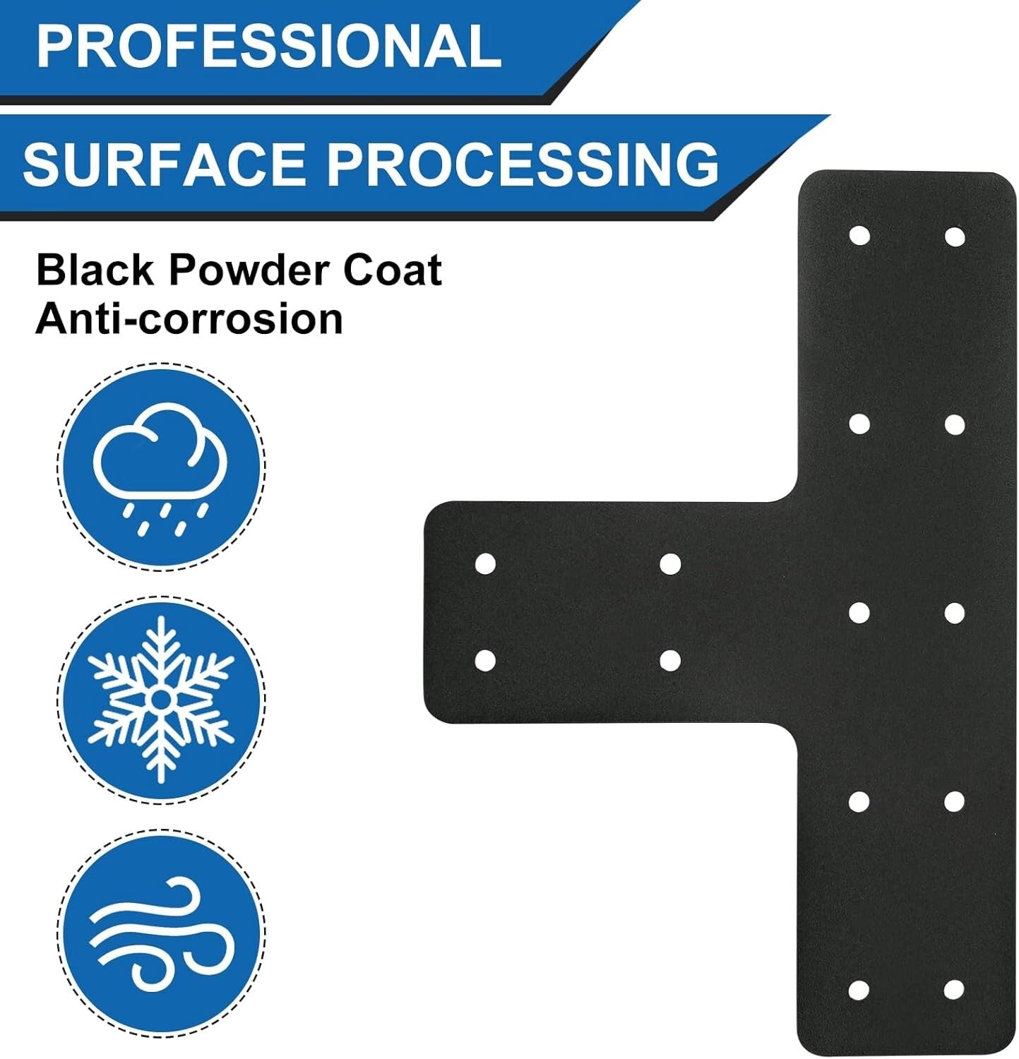 T Shape Steel Brackets 4pcs, 12x8 Inches - Ideal for Garden and Furniture Repair