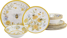 Load image into Gallery viewer, Charming Bee &amp; Floral 12-Piece Melamine Set for Spring &amp; Summer Entertaining