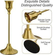 Load image into Gallery viewer, 12-Piece Brass Gold Vintage Candlestick Holders for Weddings and Celebrations
