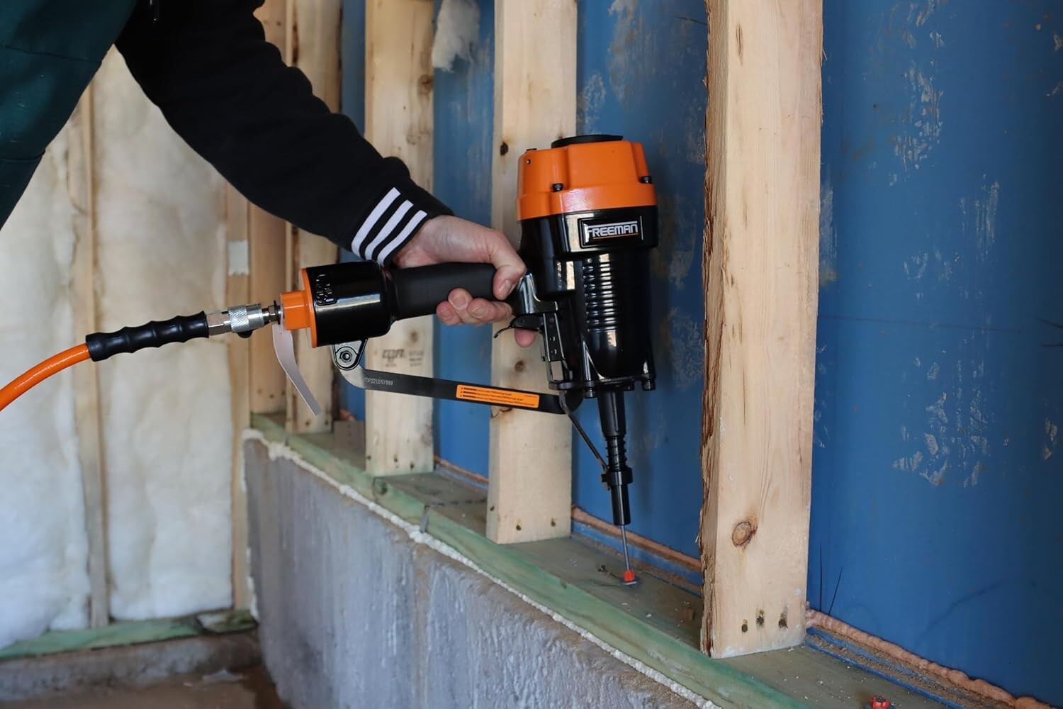 Pneumatic 3" Single Pin Concrete Nailer with Case - Heavy-Duty Tool for Pro Use