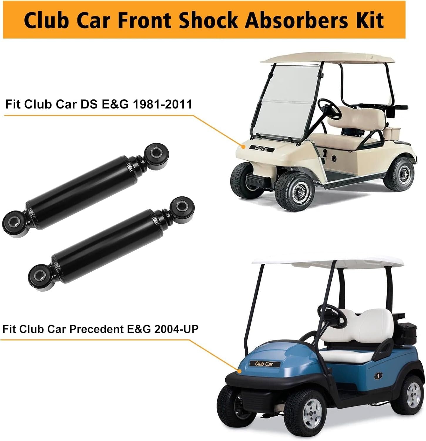 OEM Front Shock Absorbers for Club Car DS 1981-2011 & Precedent 2004-Up, 12 in