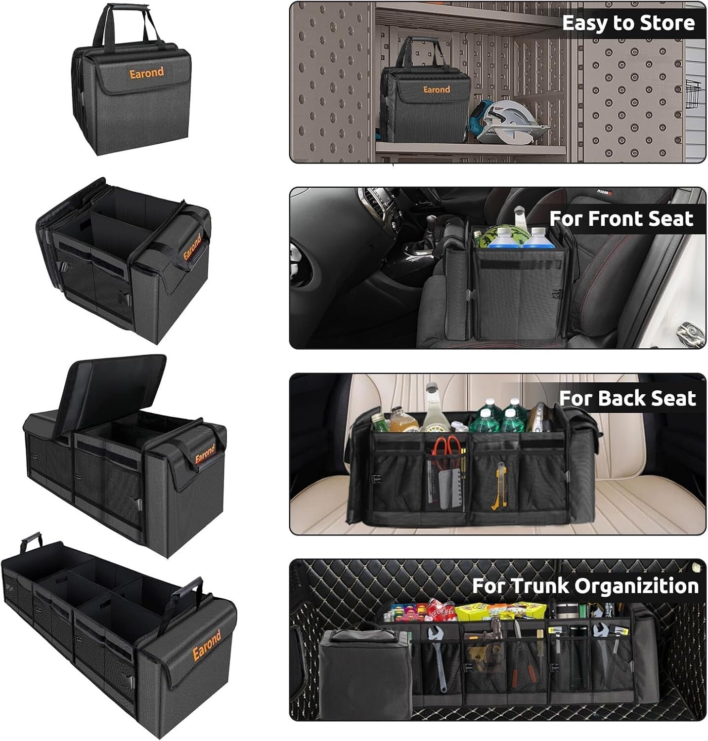 4-in-1 Car Trunk Organizer with Leakproof Cooler Bag - Durable & Adjustable