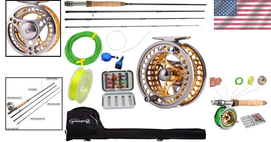 All-in-One 9ft Fly Rod Reel Combo with 12 Flies - Lightweight Fishing Package