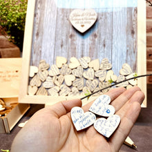 Load image into Gallery viewer, Unique Wooden Guest Book with Hearts &amp; Stand - Perfect for Weddings &amp; Parties