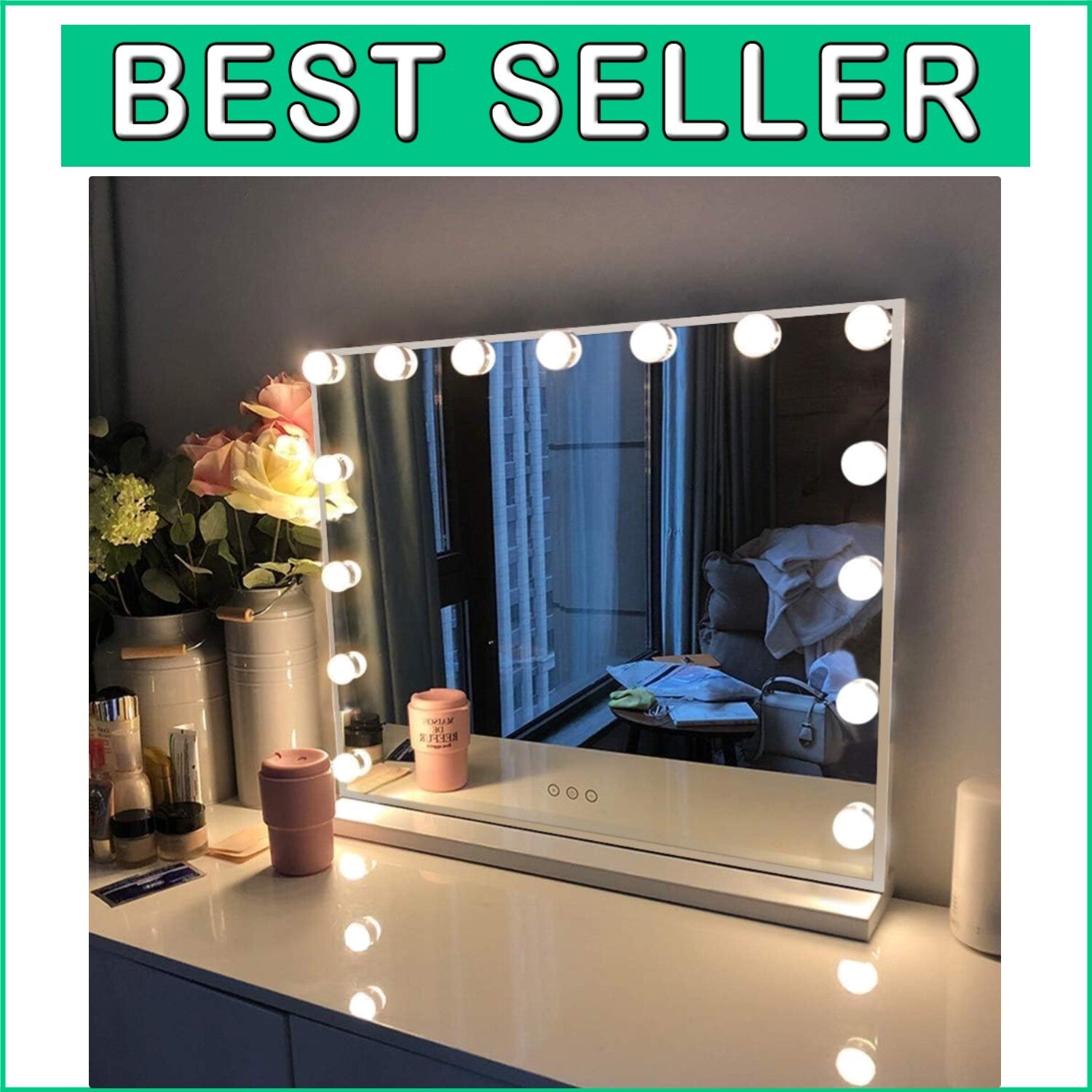 Elegant Dimmable Vanity Mirror with Touch Controls & 10X Magnifying Feature