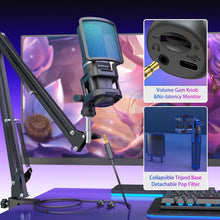 Load image into Gallery viewer, Unidirectional USB Gaming Microphone with Real-time Monitoring &amp; Accessories