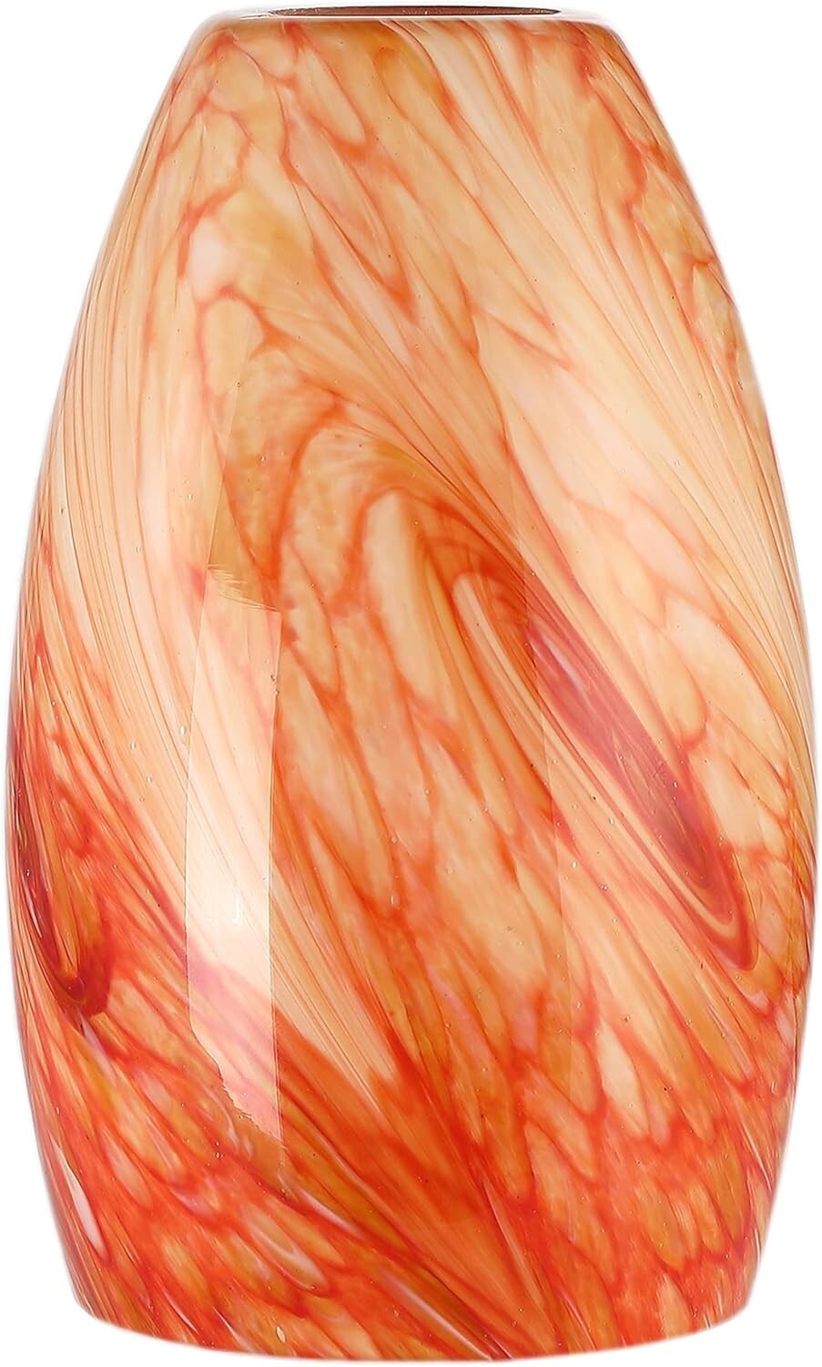 Artistic Hand-Blown Amber Red Lamp Shade - Flush Mount, 7.5''x4.7'' Perfect Fit