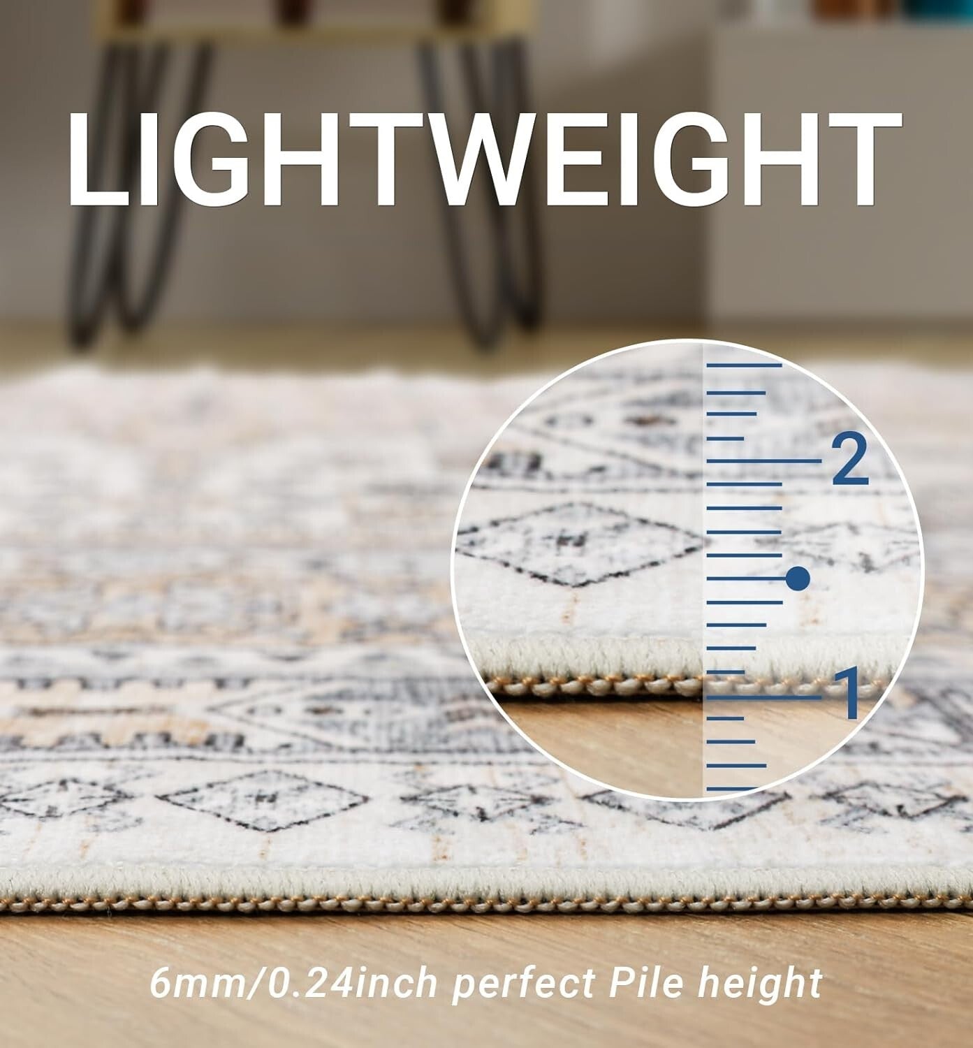 Stain Resistant 9' x 12' Area Rug: Lightweight, Non-Slip, Perfect for Families