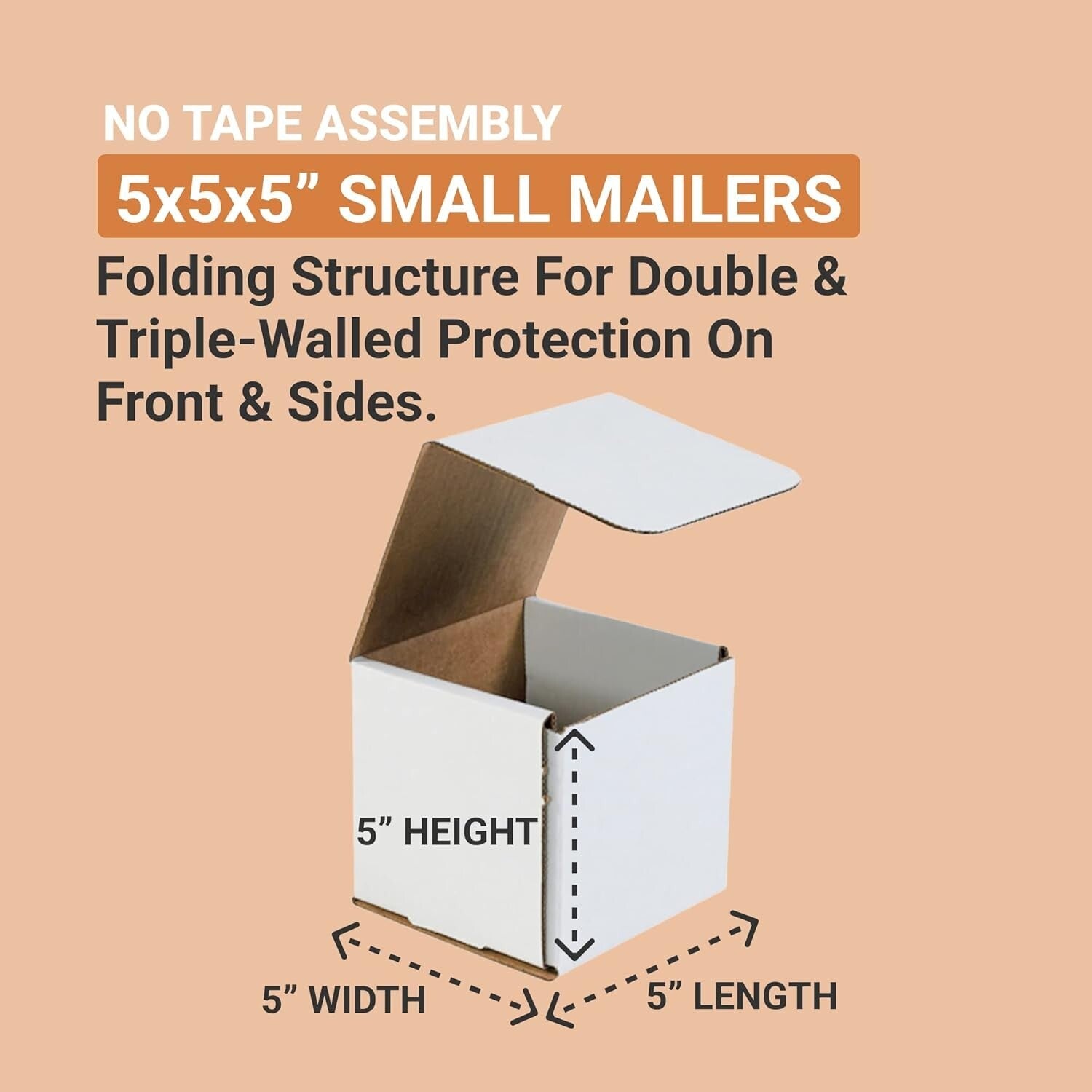 50-Pack 5x5x5 Heavy Duty Shipping Boxes - Eco-Friendly Packing Solutions