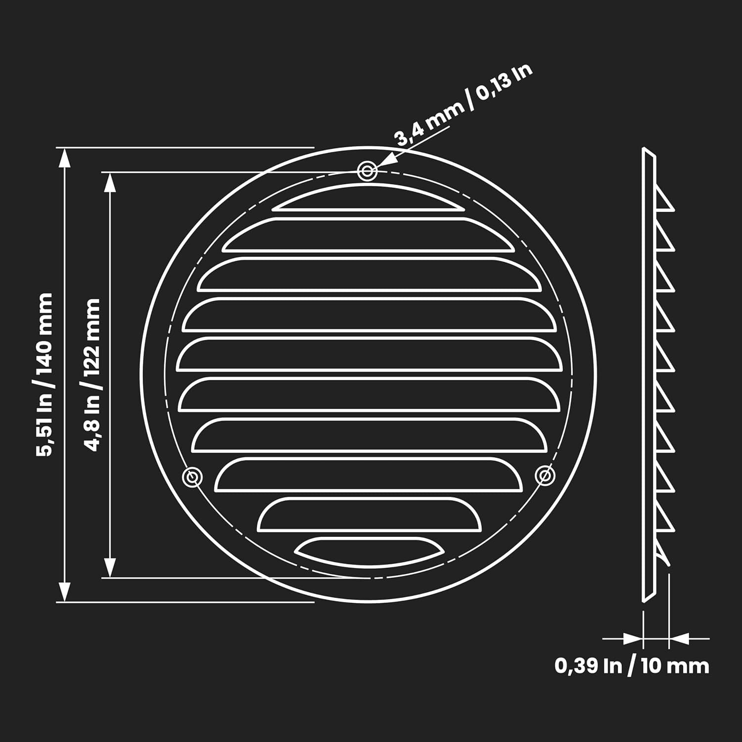 4" Metal Air Vent Grilles - Durable White Covers - Pack of 5 for Easy Mounting