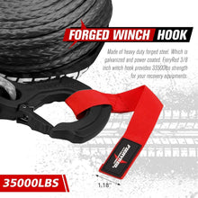 Load image into Gallery viewer, Ultra Strong Synthetic Winch Line 3/8'' x 100ft with Steel Hook &amp; Fairlead
