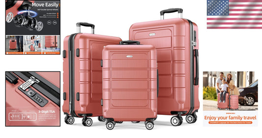 Lightweight Expandable Luggage Set with TSA Lock - Elegant Rose Gold Collection