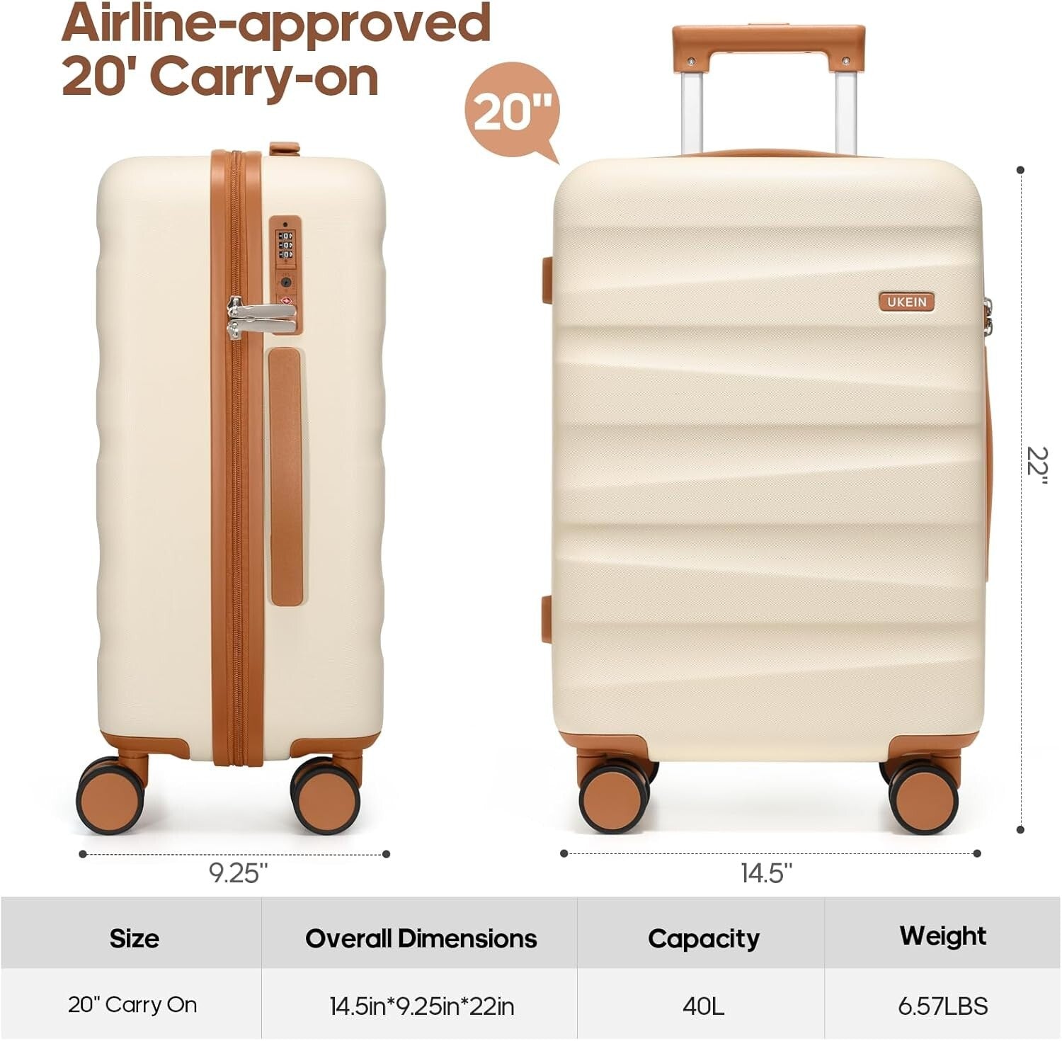 Advanced 20-Inch Hardshell Suitcase & Backpack Set - Effortless Travel in Style