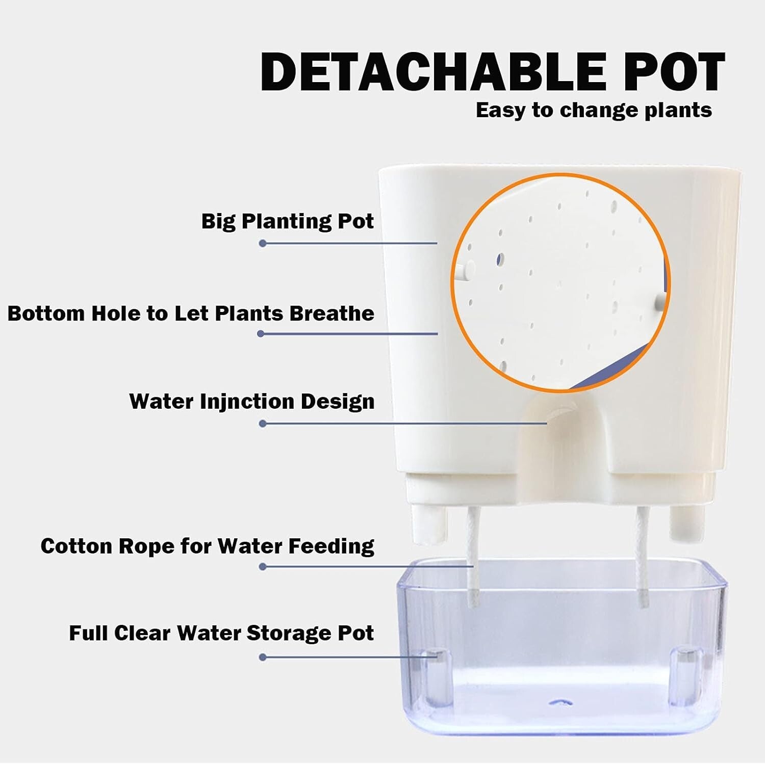 Elegant 7-Inch Self-Watering Pots for Indoor Plants – 8 Pack with Drainage Holes