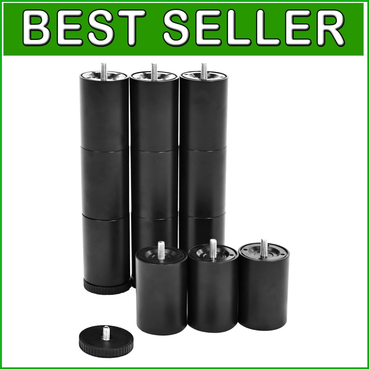 Durable 11-Inch Stainless Steel Bed Legs - M8 Thread, Set of 4 Adjustable Feet