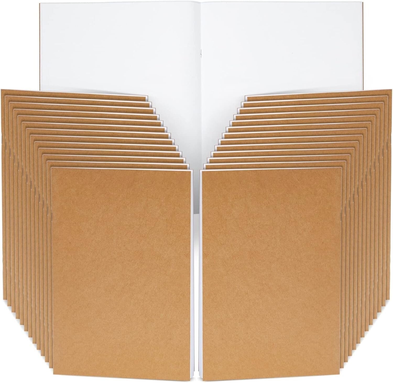 Bulk Pack of 24 Blank Notebooks | A4 Unlined Kraft Journals for Art & Writing