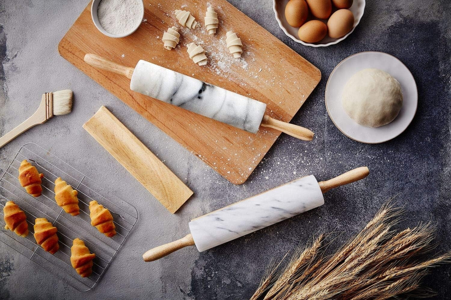 Elegant 16x20 Marble Pastry Board with Non-Slip Stability for Effortless Baking