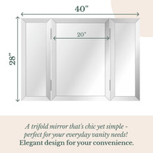 Load image into Gallery viewer, 40x40 Inch Silver Trifold Mirror - Versatile &amp; Elegant Hanging or Tabletop Style