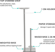 Load image into Gallery viewer, Stylish Free Standing Toilet Paper Holder Stand with 4 Roll Capacity in Brush...