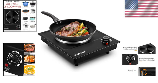 Single Burner Hot Plate with Adjustable Temperature - Ideal for Small Kitchens
