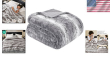 Load image into Gallery viewer, Luxurious Light Grey Poly Fur Throw Blanket, King/Cal King - All-Season Comfort
