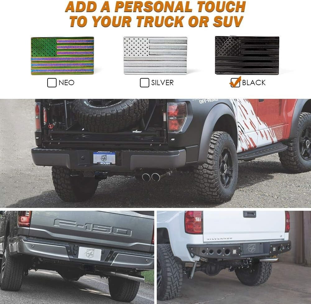 Durable Heavy-Duty Aluminum 2" Trailer Hitch Cover with American Flag Emblem