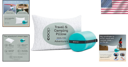 Ergonomic Adjustable Travel Pillow - Washable Cover & Travel-Safe Design 19x13