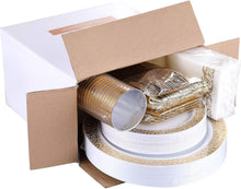 Load image into Gallery viewer, Complete Gold Lace 175 Ct Dinnerware Set - Perfect for Weddings &amp; Celebrations