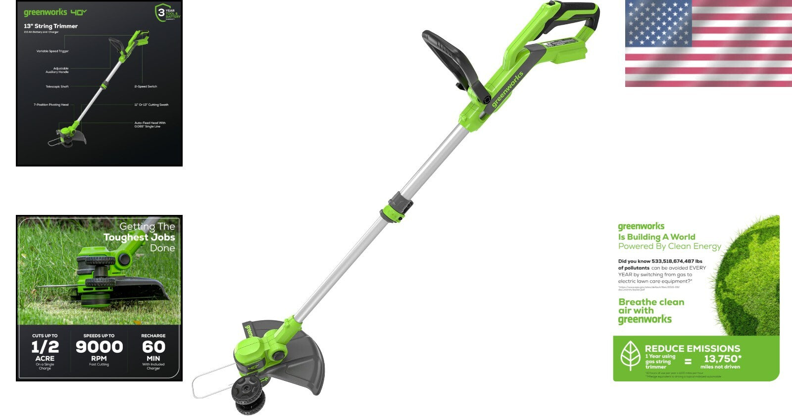 Effortless Grass Trimming with 40V 13-Inch Cordless Edger - 90° Pivoting Head