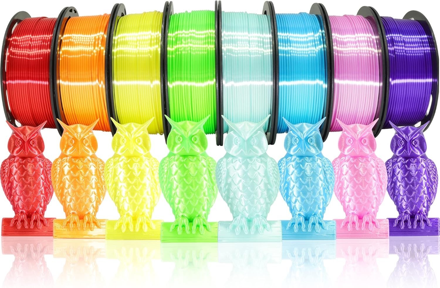High Quality 1.75mm PLA Filament Bundle - 8 Silk Colors, 250g Each for 3D Print