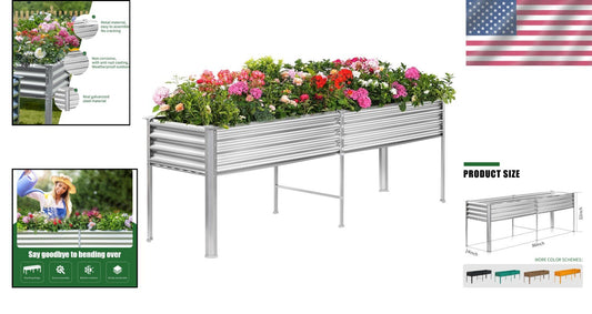 Easy Assembly Raised Garden Bed with Legs - 96x24x32 in, Perfect for Outdoor Use