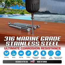 Load image into Gallery viewer, 316 Marine Grade Stainless Steel Wood Screws - 350 Pack for Coastal Projects