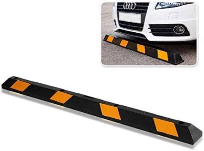 Heavy-Duty Parking Guide with Reflective Tape – 72” Rubber Car and Truck Stop