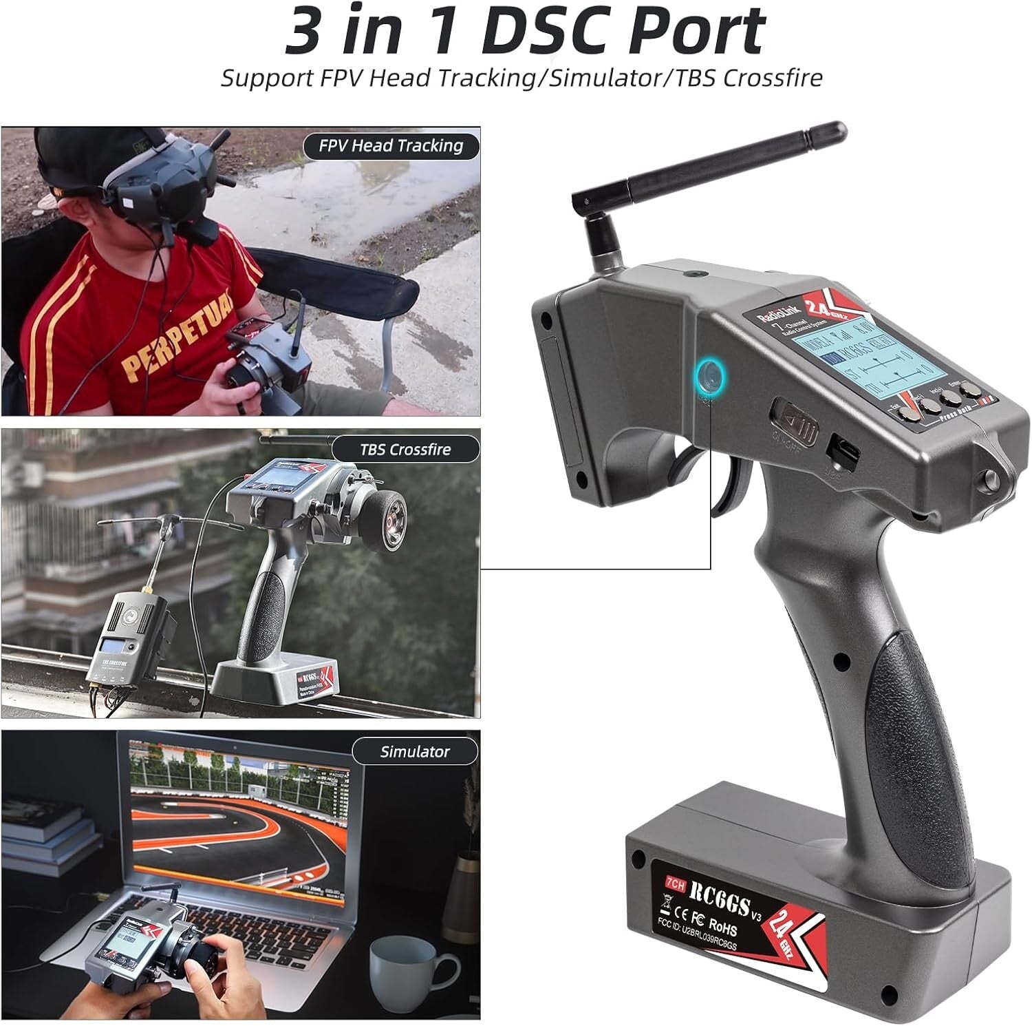 2.4GHz Radio Controller with Telemetry and Dual-Rate Control for 30 Models