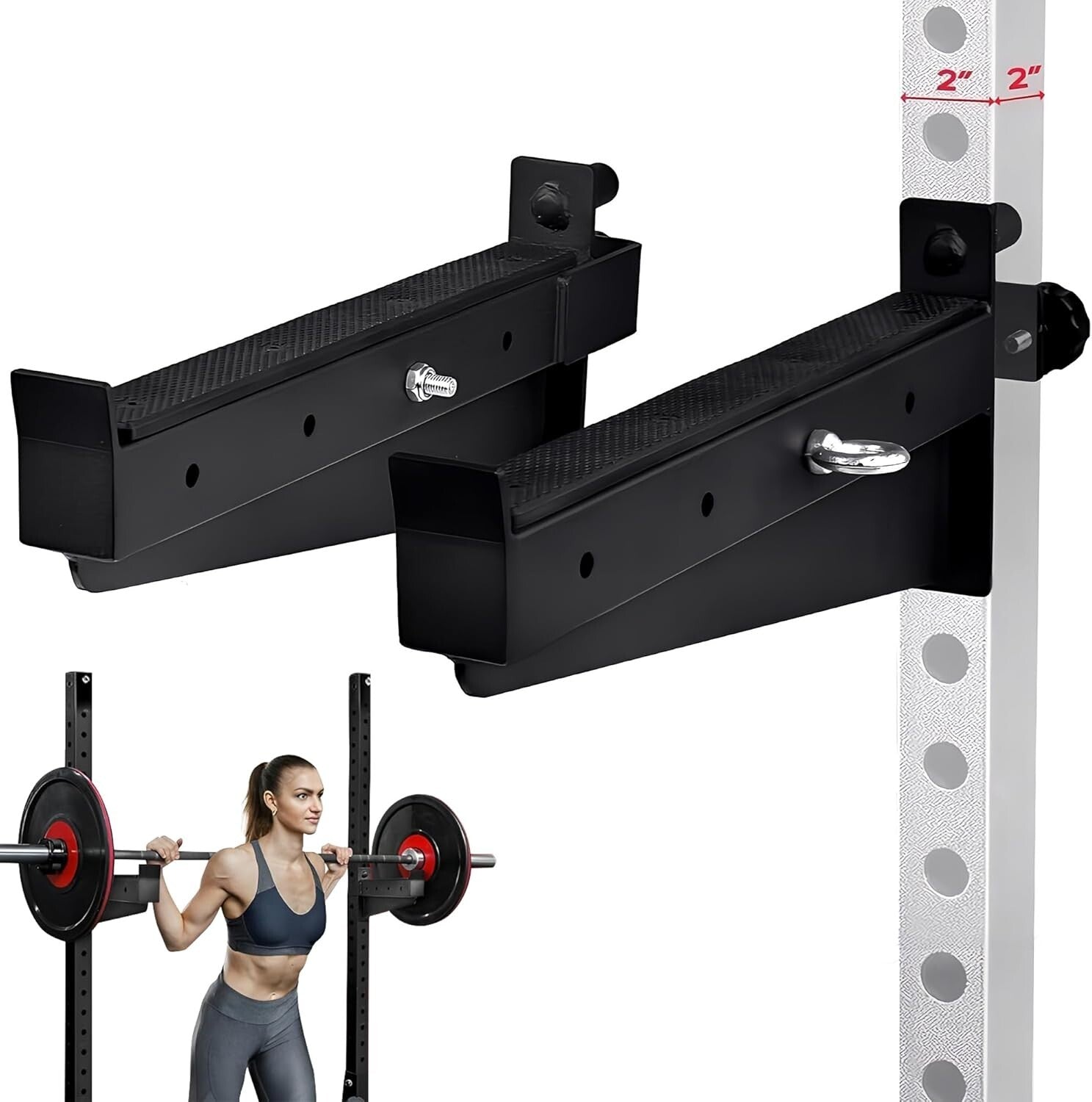 Barbell Holders for Heavy Lifts - 1000 lbs Capacity Spotter Arms for Power Racks